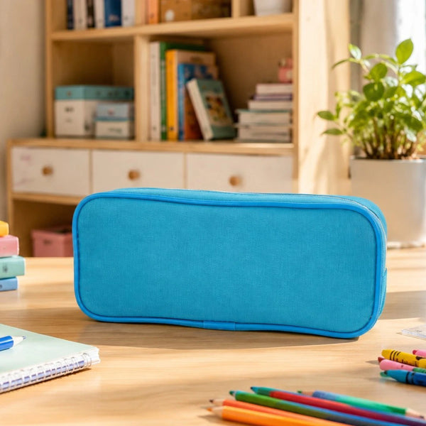 SkyBlue Dual-Zip School Pencil Pouch
