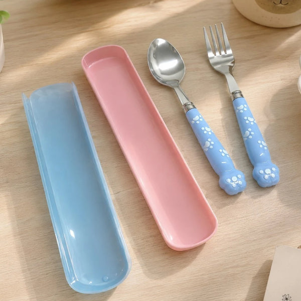 PawPrint Kids Spoon & Fork Set with Storage Case