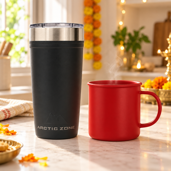 Black Thermal Tumbler and Red Coffee Mug Duo