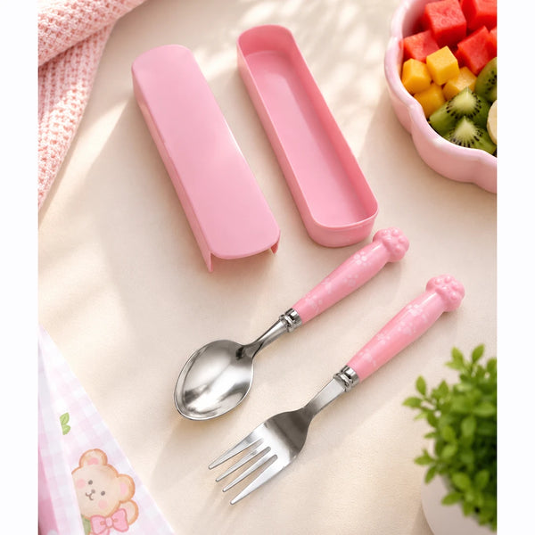 BlushPaw Kids Spoon & Fork Set with Travel Case