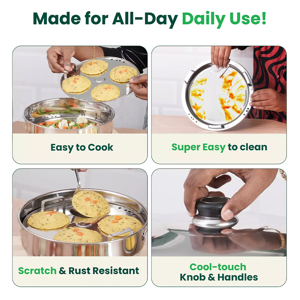Stainless Steel Dhokla Maker 3 Plates With 4 Wires