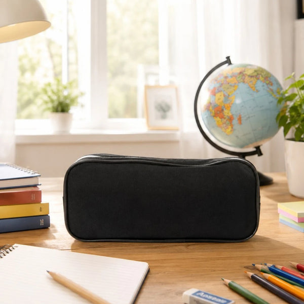 Midnight Edge Dual-Zip Pencil Pouch