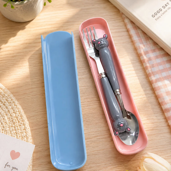 TinyMouse Kids Spoon & Fork Set with Travel Case