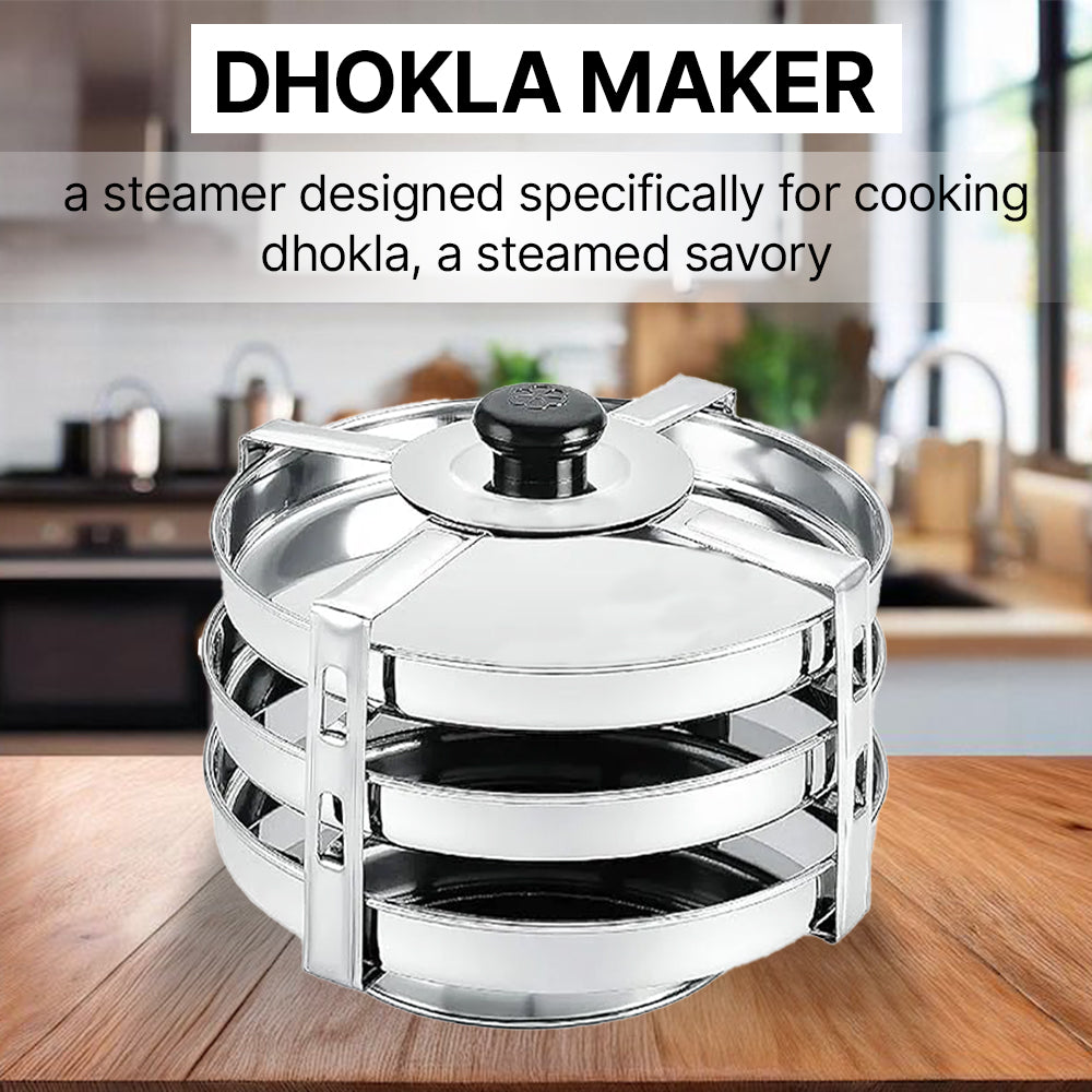 Stainless Steel Dhokla Maker 3 Plates With 4 Wires