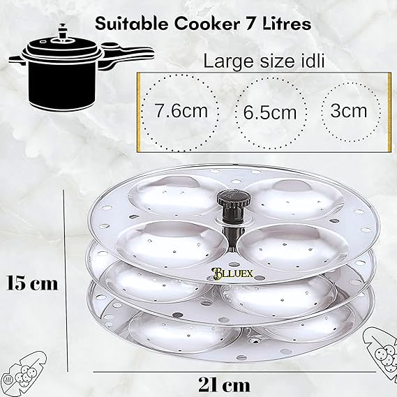 Premium idli Stand Stainless Steel 3 Plates X 4 Cavity