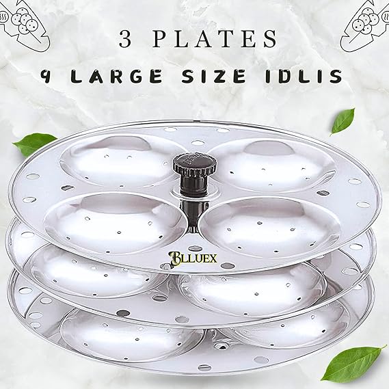 Premium idli Stand Stainless Steel 3 Plates X 4 Cavity