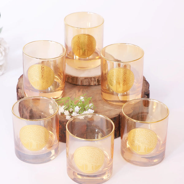 Amber Gold Engraved Whiskey Glasses