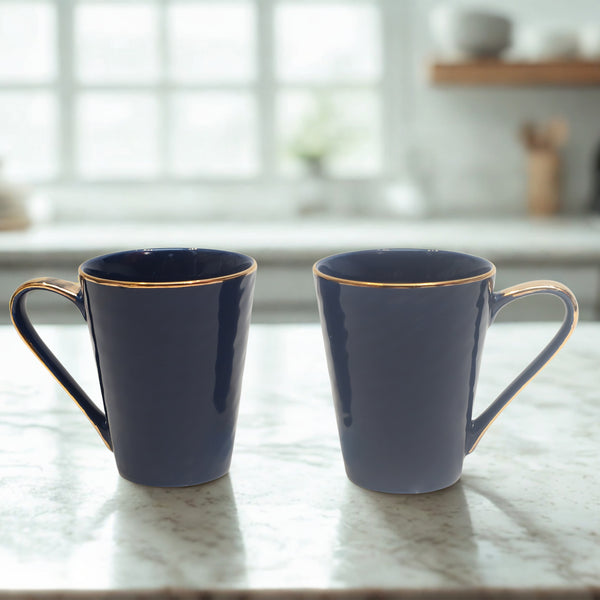 Golden Rim Navy Duo Mugs