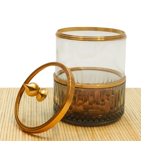 Golden Elegance Glass Jar