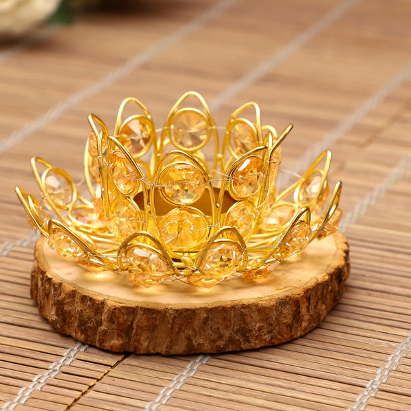 Golden Lotus Crystal Candle Base