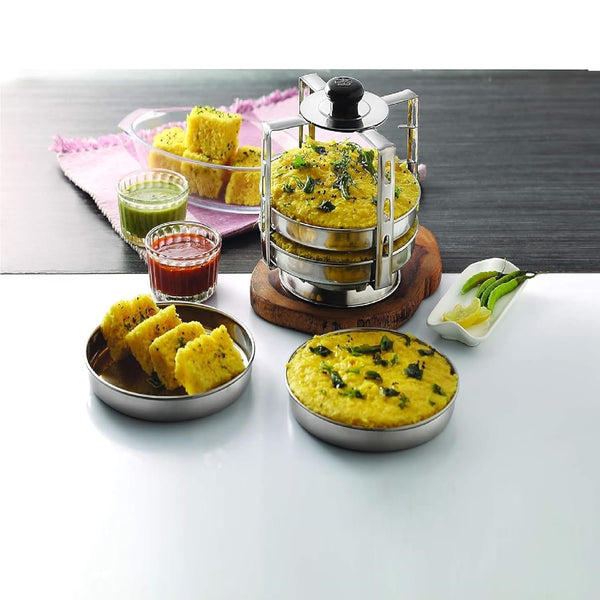 Stainless Steel Dhokla Maker 3 Plates With 4 Wires