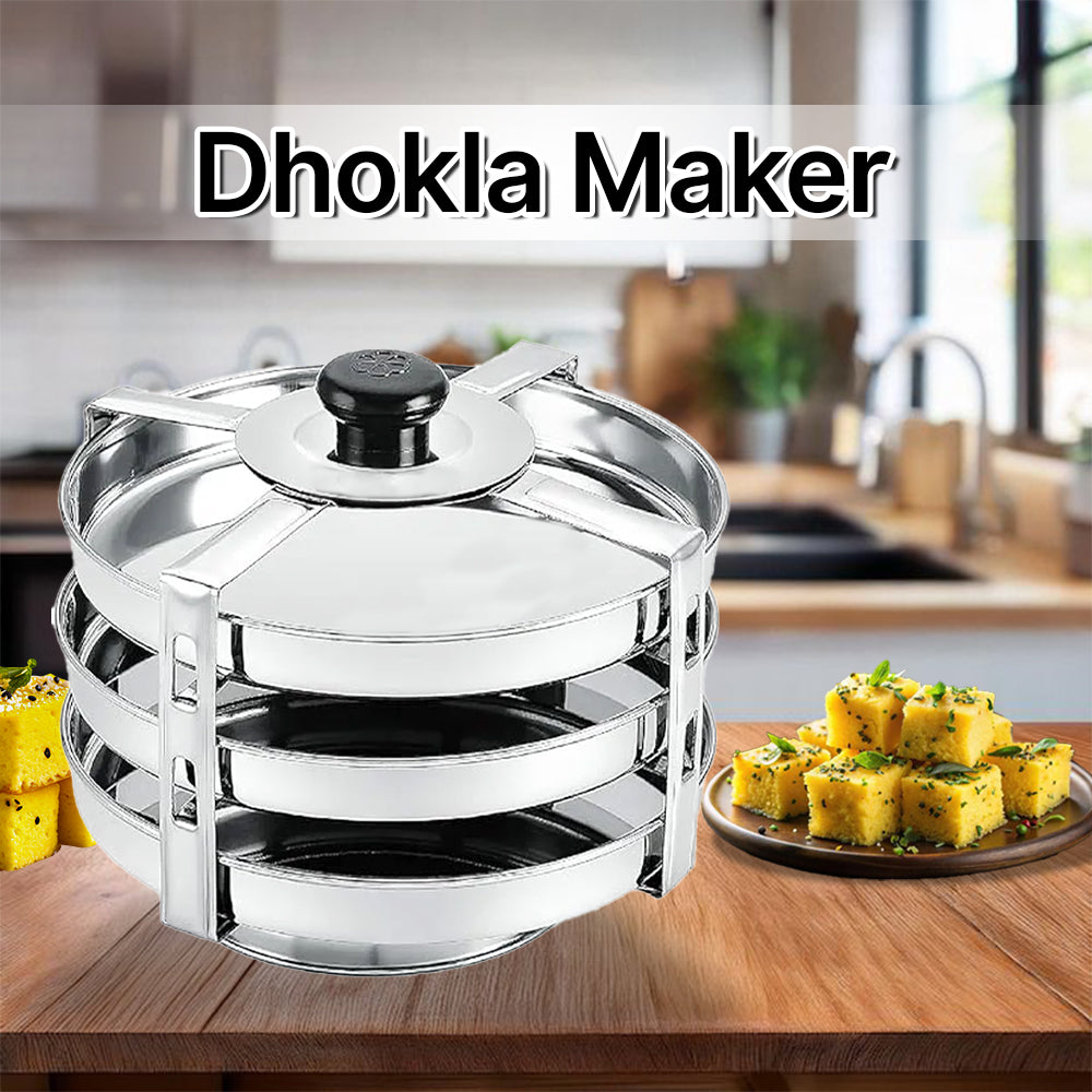 Stainless Steel Dhokla Maker 3 Plates With 4 Wires