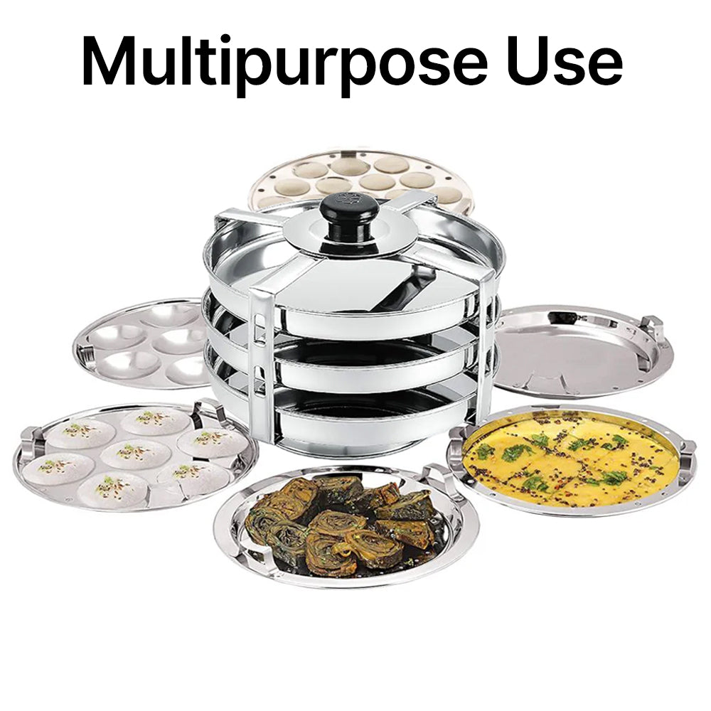 Stainless Steel Dhokla Maker 3 Plates With 4 Wires