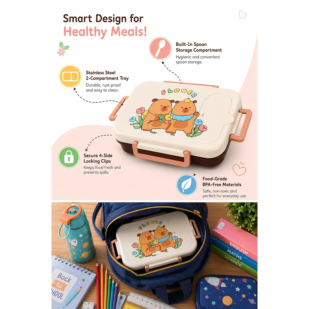 Flower Bear Kids Lunch Box