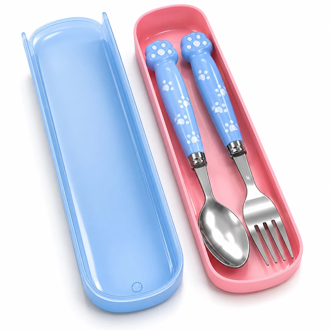 PawPrint Kids Spoon & Fork Set with Storage Case