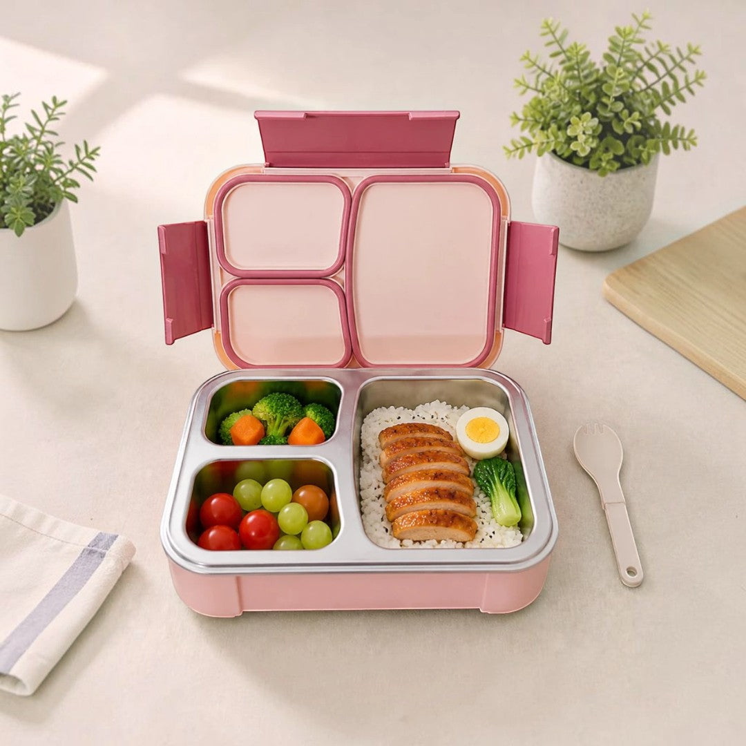 Cute Unicorn 3-Compartment Stainless Steel Lunch Box