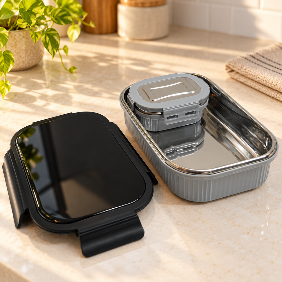 Meal Mate DuoLock Stainless Steel Microwave Lunch Box Set