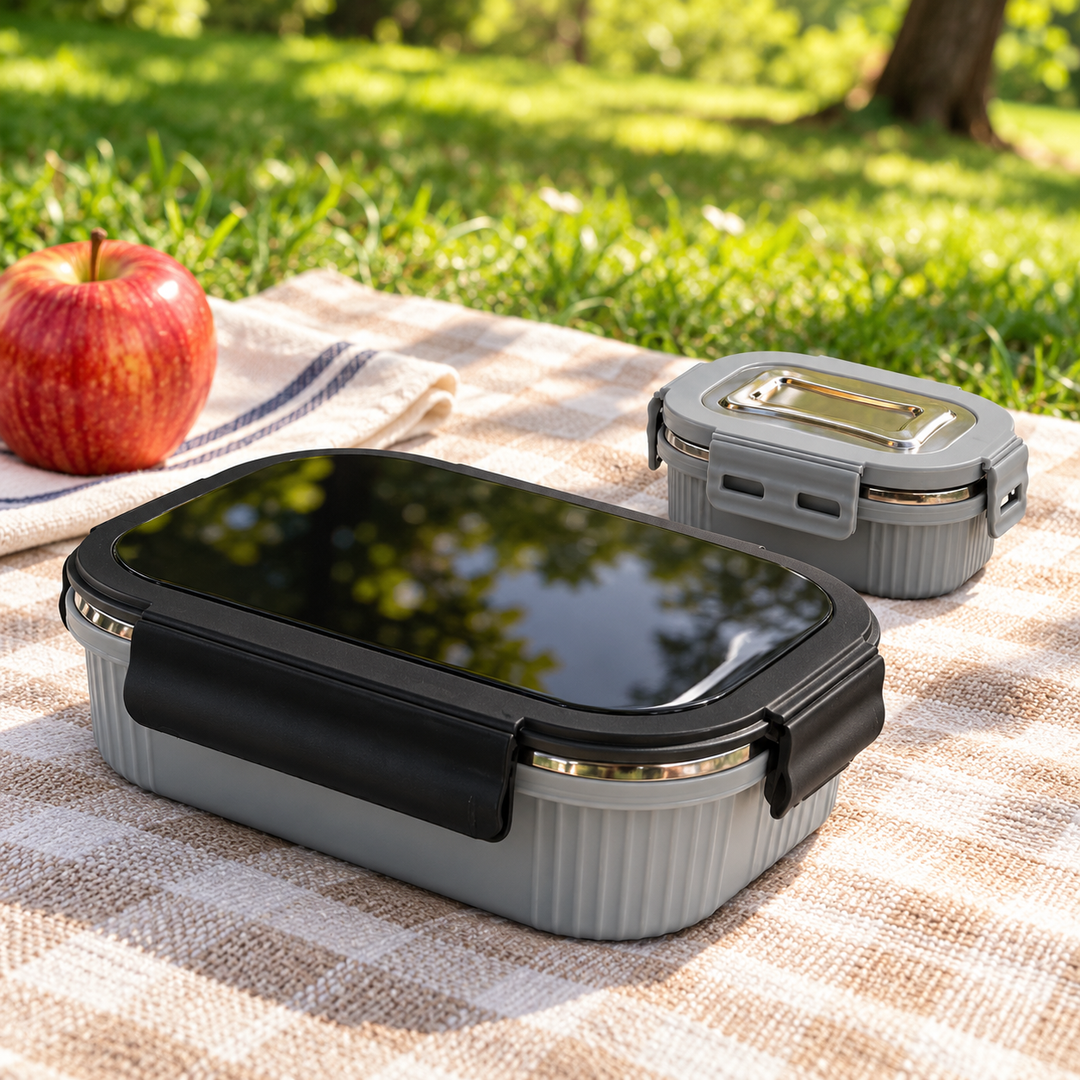 Meal Mate DuoLock Stainless Steel Microwave Lunch Box Set
