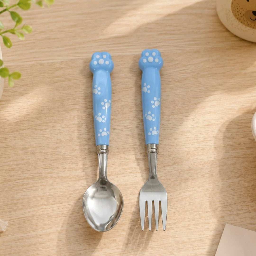 PawPrint Kids Spoon & Fork Set with Storage Case