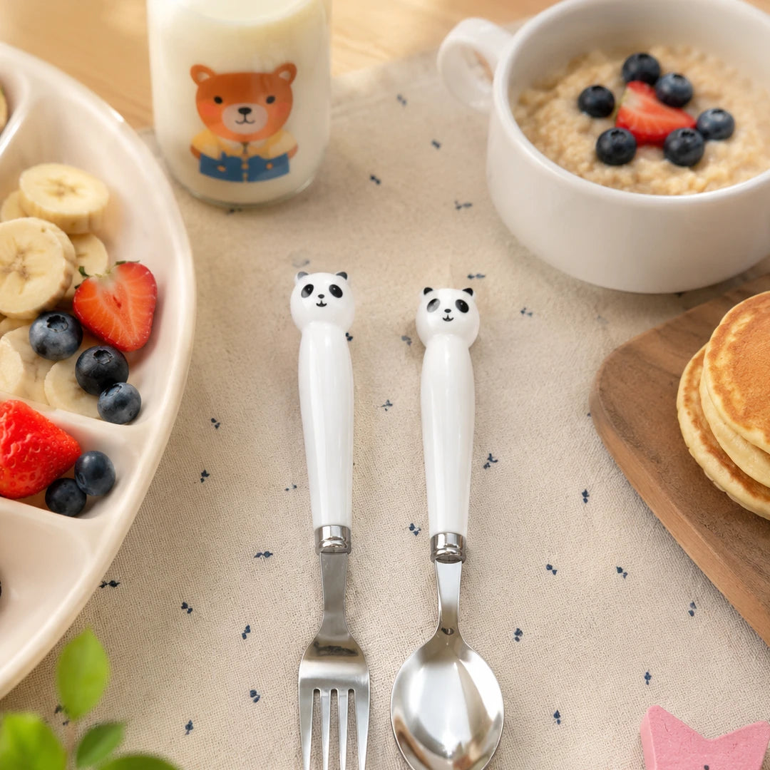 Panda Pals Kids Spoon & Fork Set with Travel Storage Case