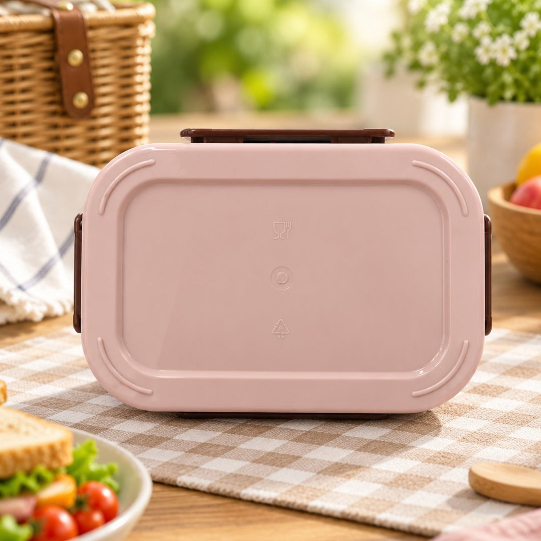 Meal Mate DuoLock Stainless Steel Microwave Lunch Box Set Pink-Brown