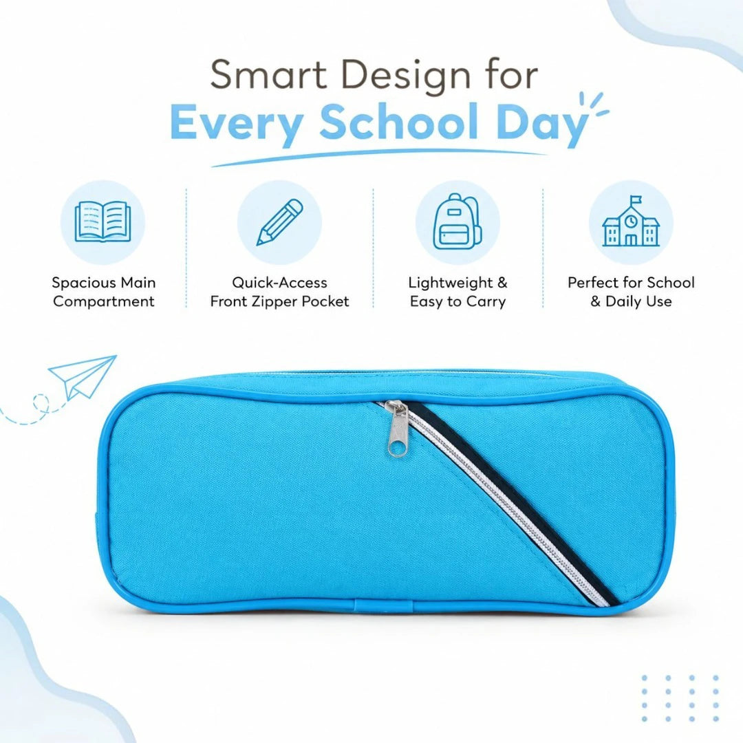 SkyBlue Dual-Zip School Pencil Pouch