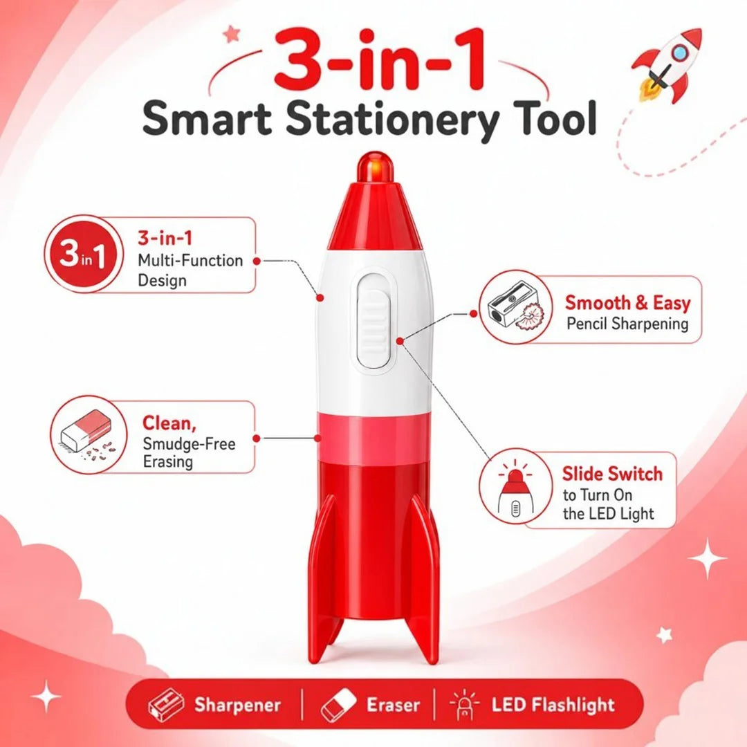 Rocket Glow 3-in-1 Stationery Tool (Combo of 2)