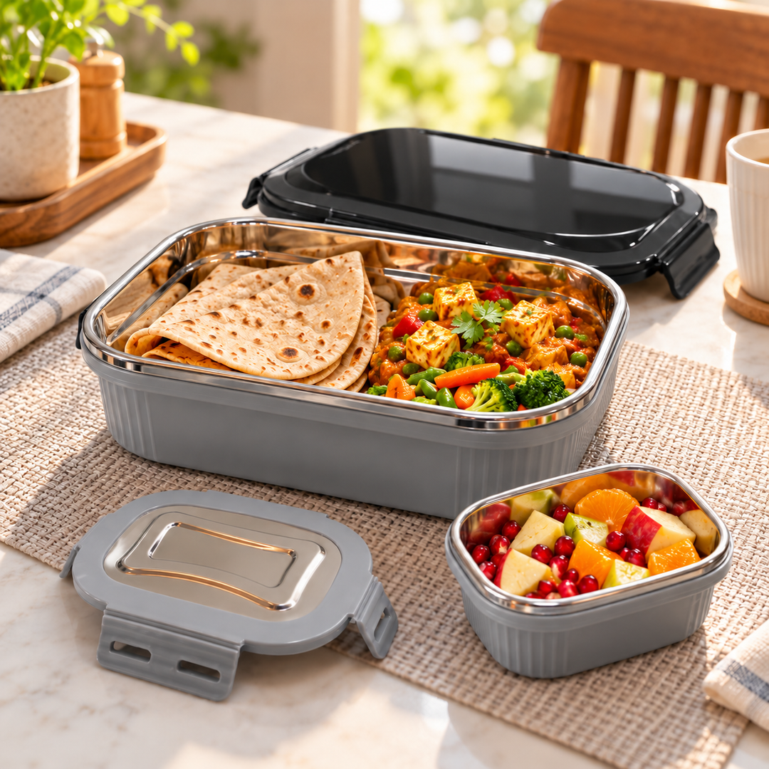 Meal Mate DuoLock Stainless Steel Microwave Lunch Box Set