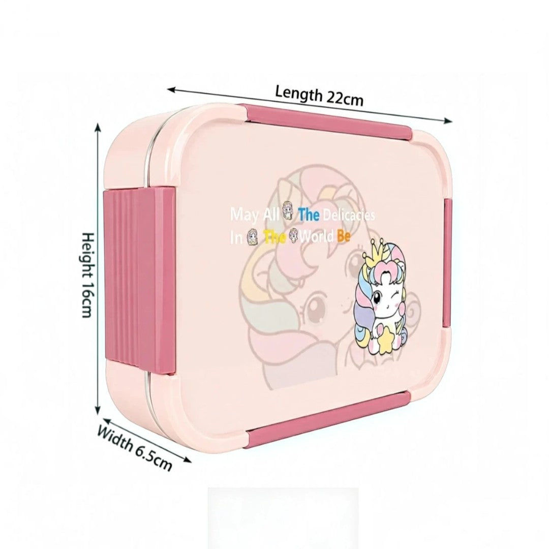 Cute Unicorn 3-Compartment Stainless Steel Lunch Box