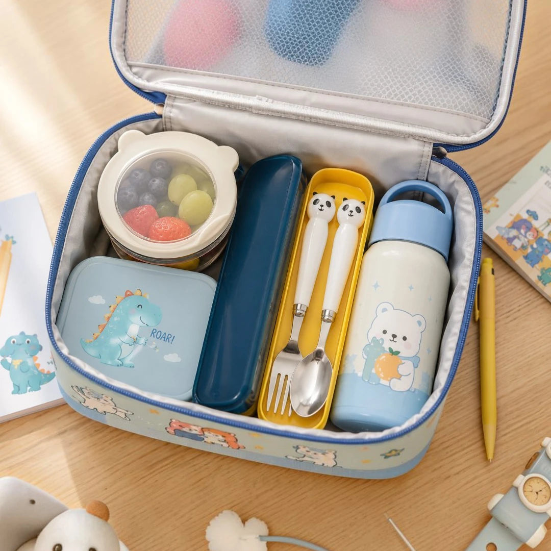 Panda Pals Kids Spoon & Fork Set with Travel Storage Case