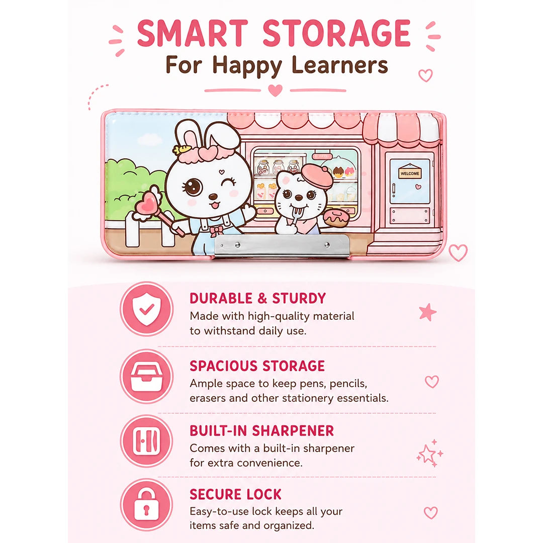 Bunny Bakery Multifunctional School Pencil Box