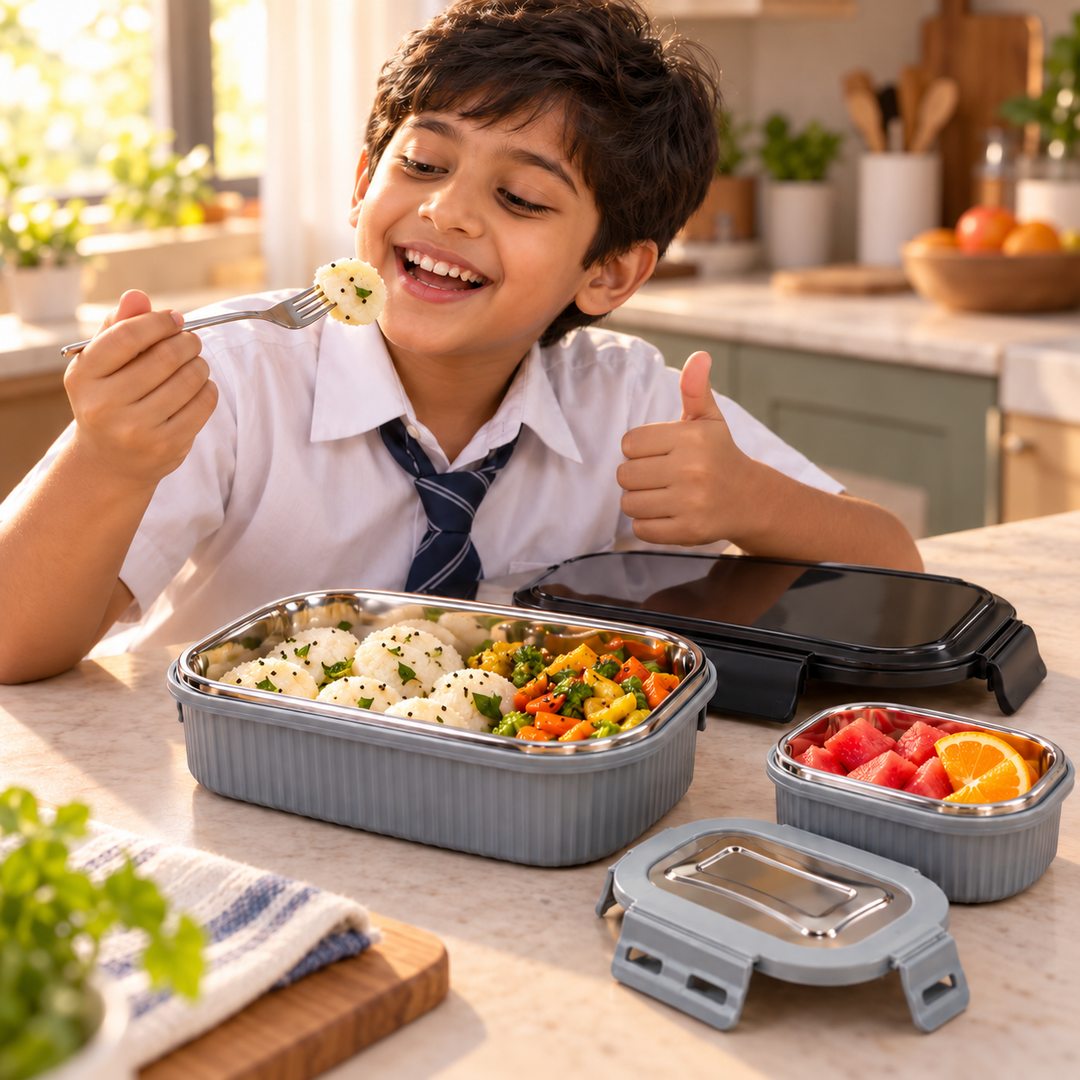 Meal Mate DuoLock Stainless Steel Microwave Lunch Box Set