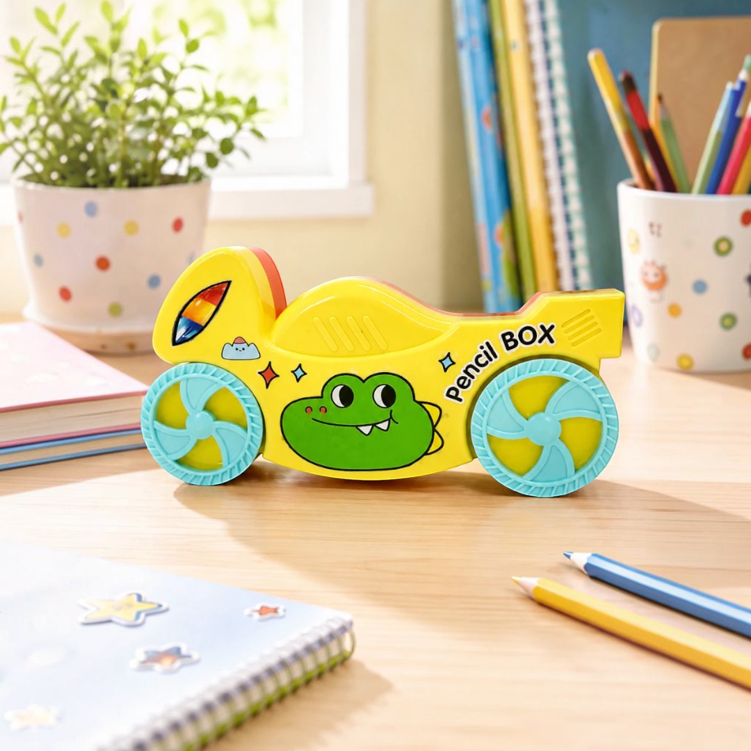 Dino Racer Wheel-Shaped Kids Pencil Box
