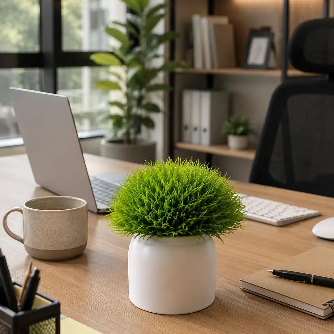 Fresh Aura Artificial Grass Plant with Pot