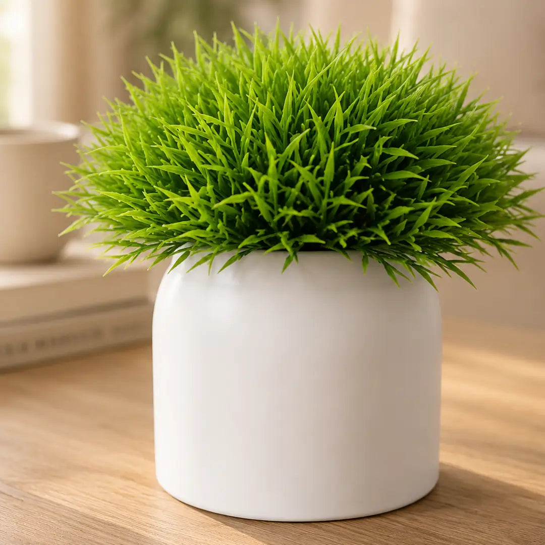 Fresh Aura Artificial Grass Plant with Pot