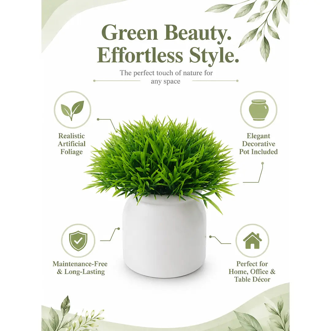 Fresh Aura Artificial Grass Plant with Pot