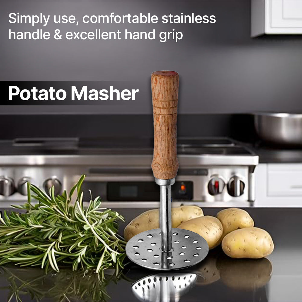 Stainless Steel Smasher Wooden Handle