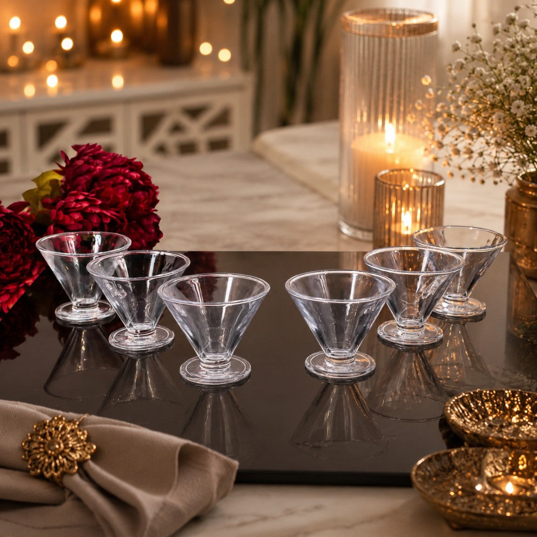 CRYSTAL CONE DESSERT BOWL SET