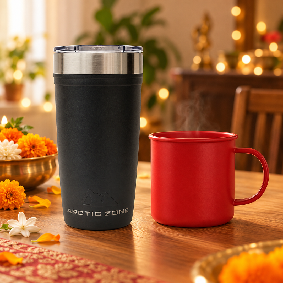 Black Thermal Tumbler and Red Coffee Mug Duo