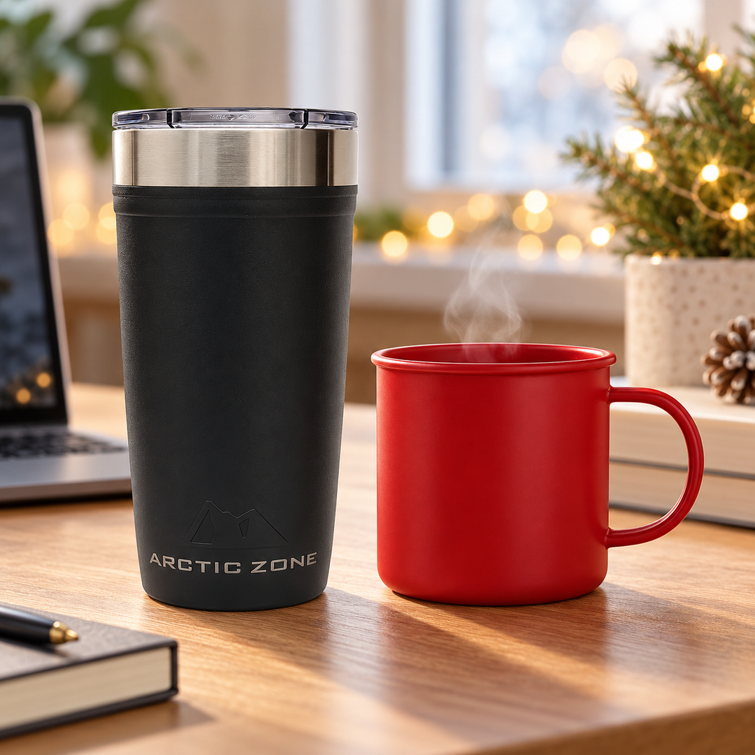 Black Thermal Tumbler and Red Coffee Mug Duo