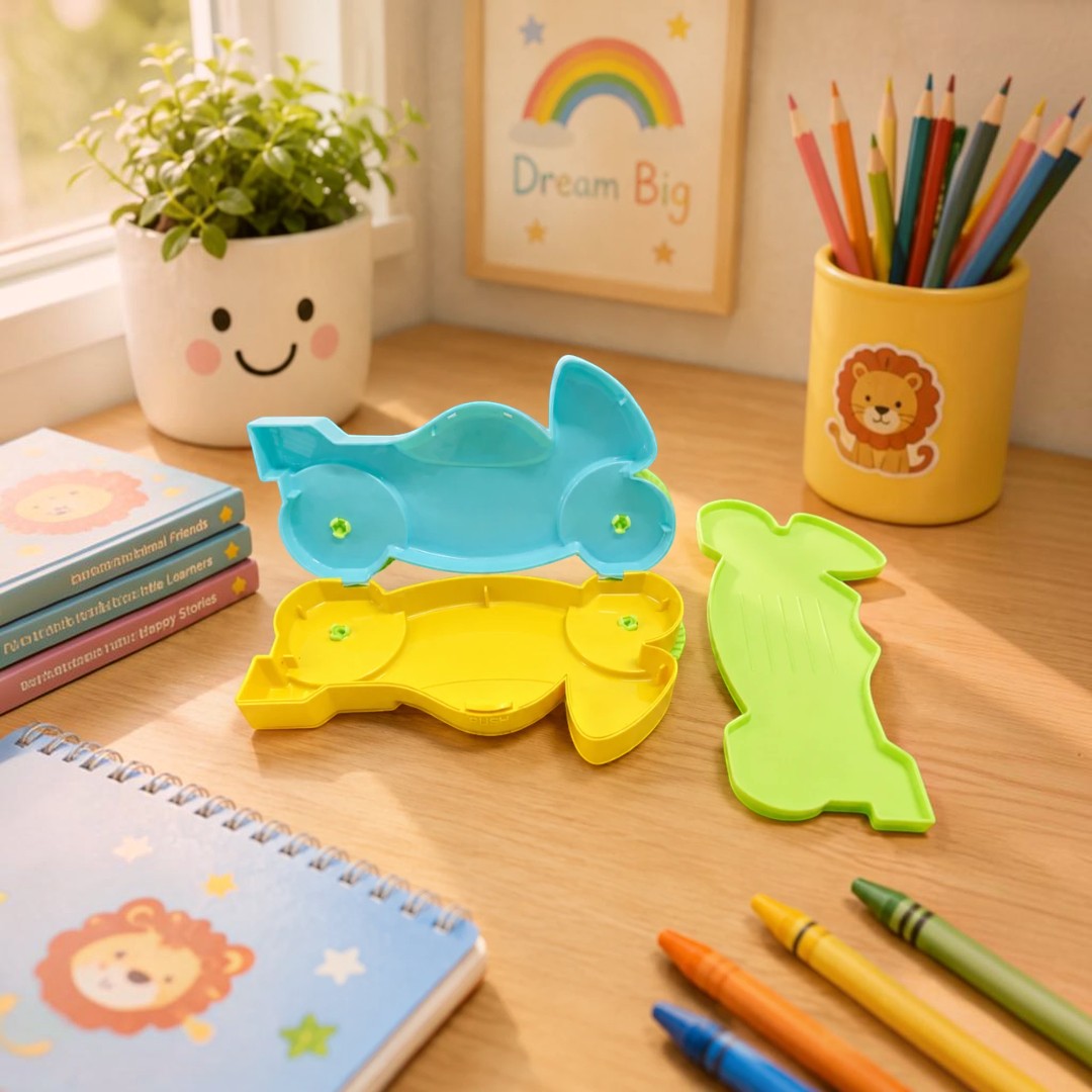 Lion Racer Wheel-Shaped Kids Pencil Box