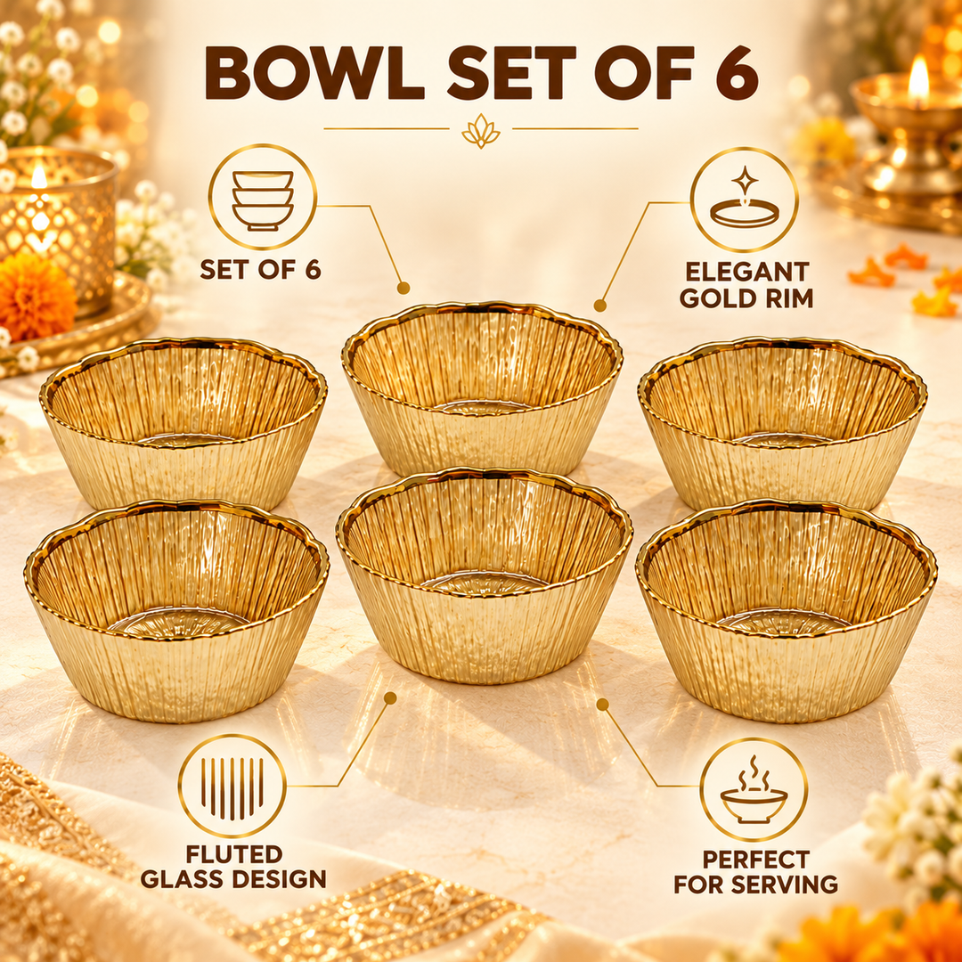Golden Petal Dessert Bowls
