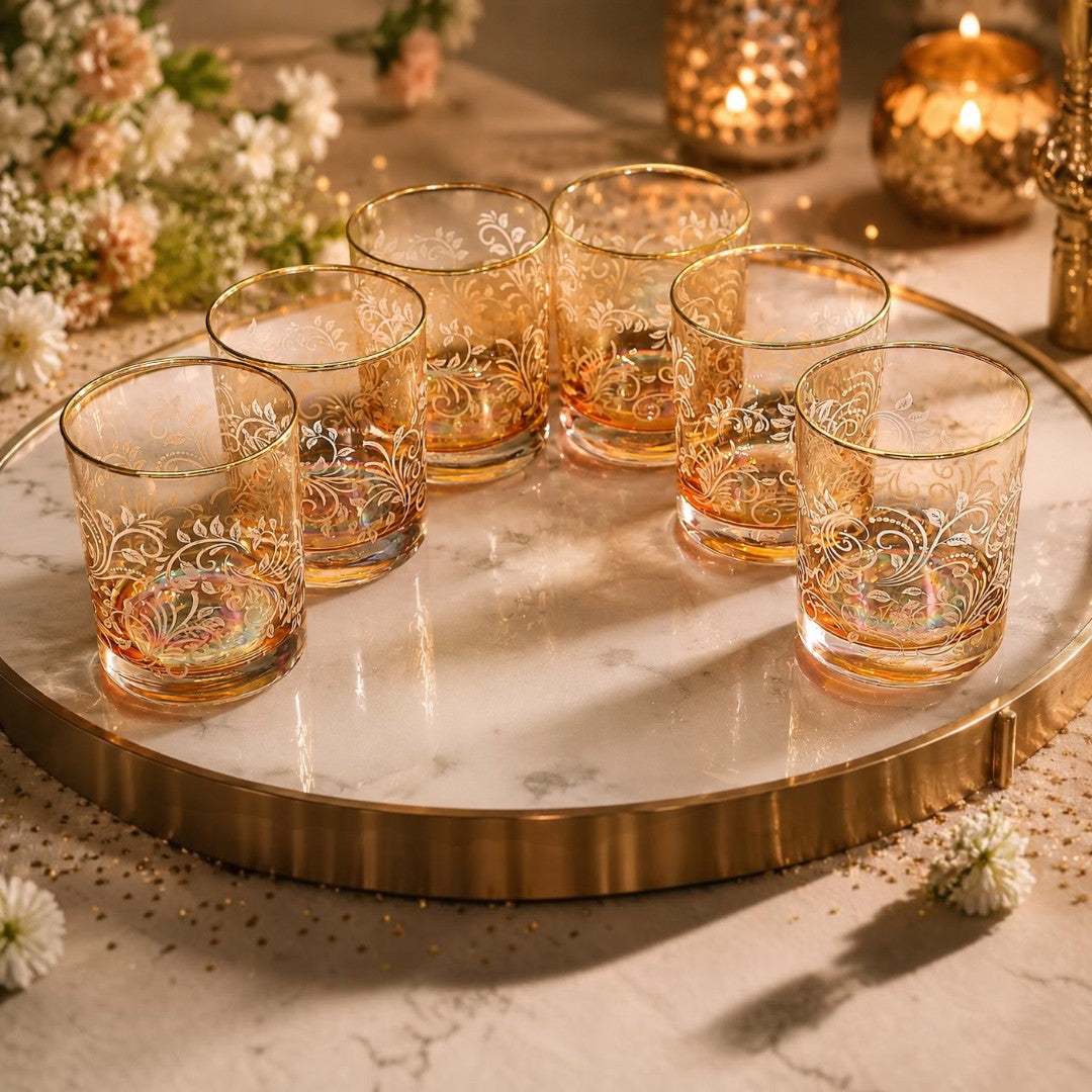 ELEGANT BLOOM CLEAR GLASS SET