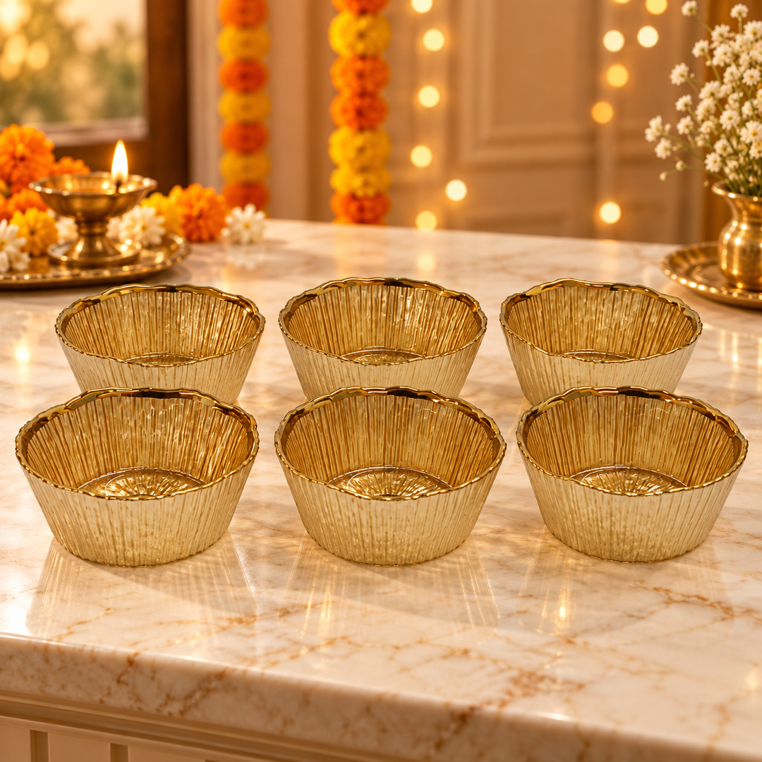 Golden Petal Dessert Bowls