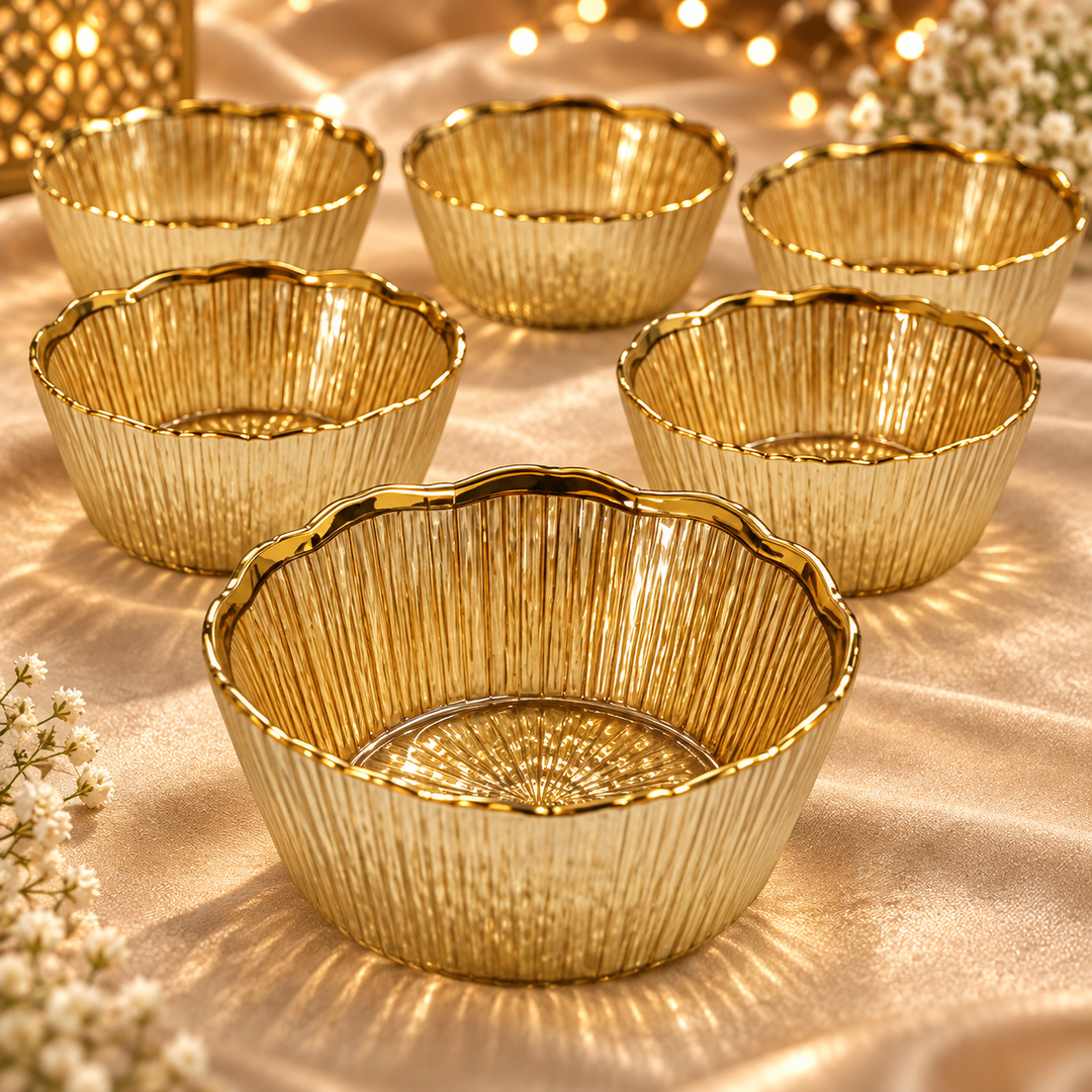 Golden Petal Dessert Bowls
