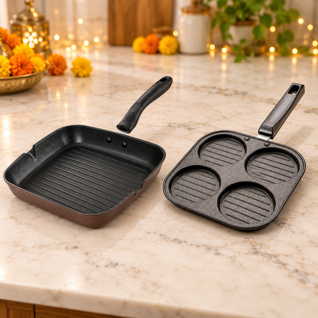 Non-Stick Grill and Uttapam Kitchen Duo