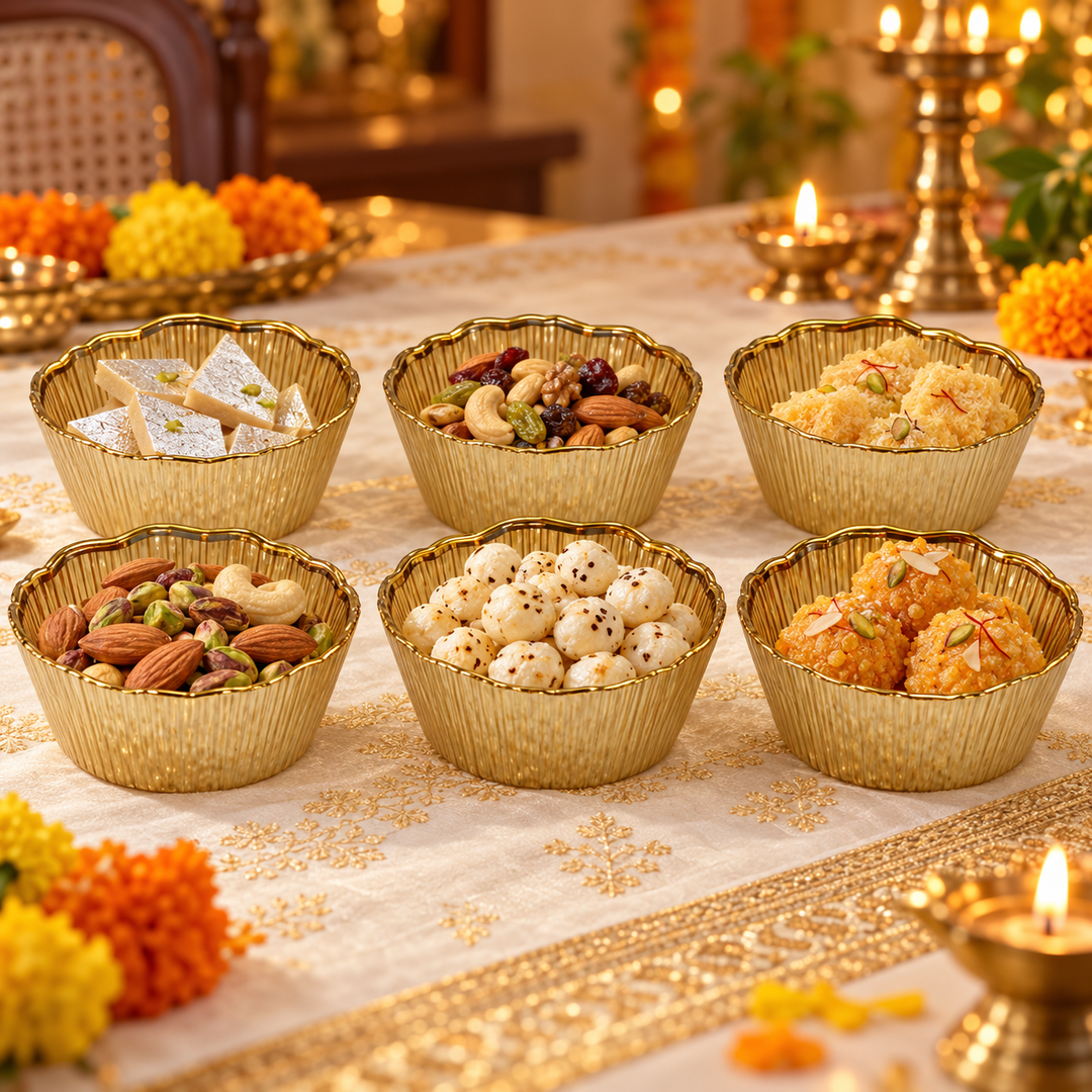Golden Petal Dessert Bowls