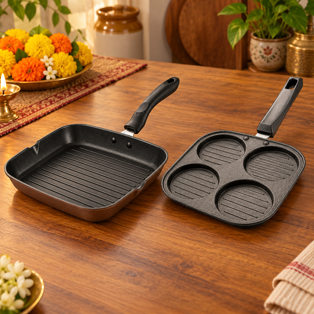 Non-Stick Grill and Uttapam Kitchen Duo