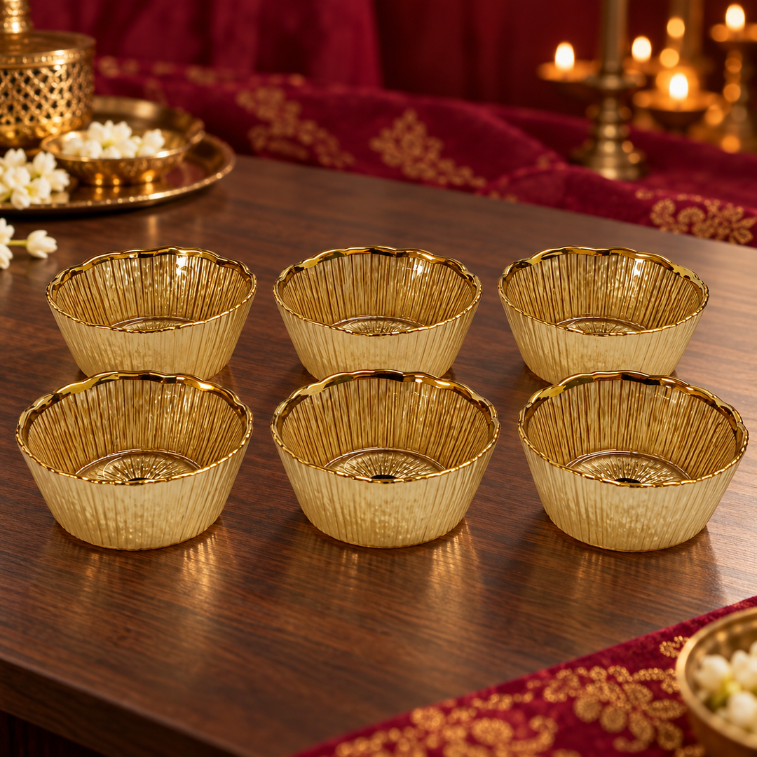 Golden Petal Dessert Bowls