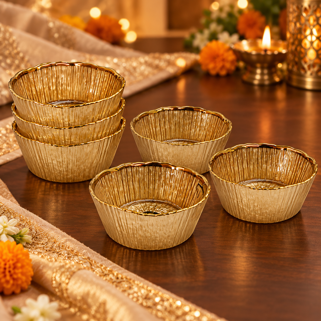 Golden Petal Dessert Bowls